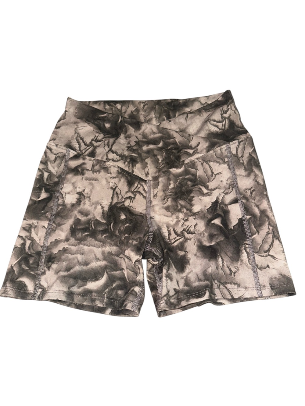 Evolution and Creation V-Cut Waist Marble-Effect Athletic Shorts - Black & Gray
